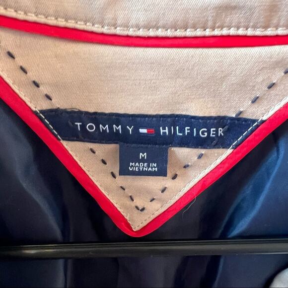 Tommy Hilfiger Women's khaki trench coat with Blue Red White Stripes Size M - Picture 4 of 8